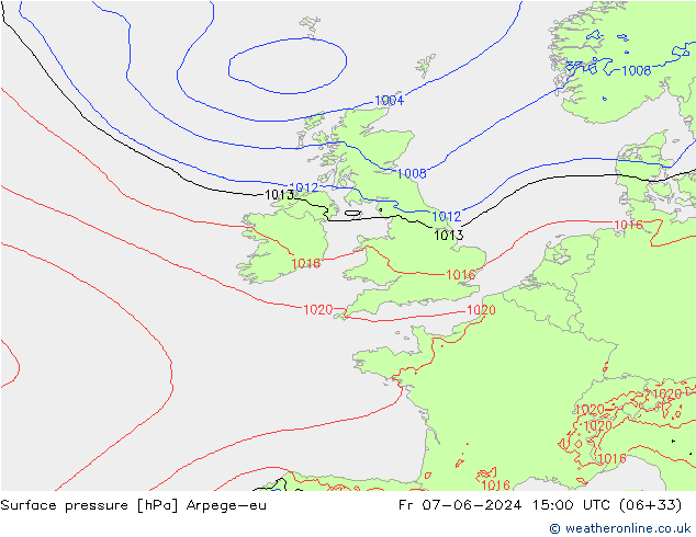 pression de l'air Arpege-eu ven 07.06.2024 15 UTC