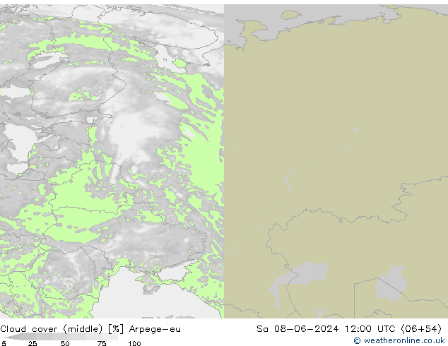 zachmurzenie (środk.) Arpege-eu so. 08.06.2024 12 UTC