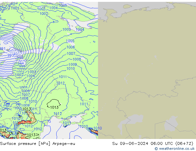 pression de l'air Arpege-eu dim 09.06.2024 06 UTC