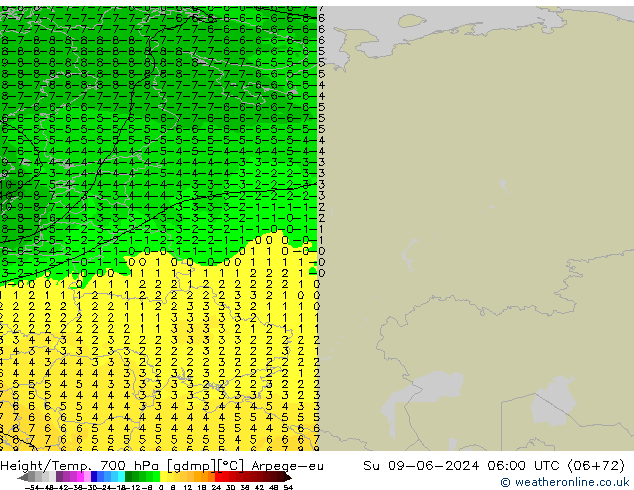 Yükseklik/Sıc. 700 hPa Arpege-eu Paz 09.06.2024 06 UTC