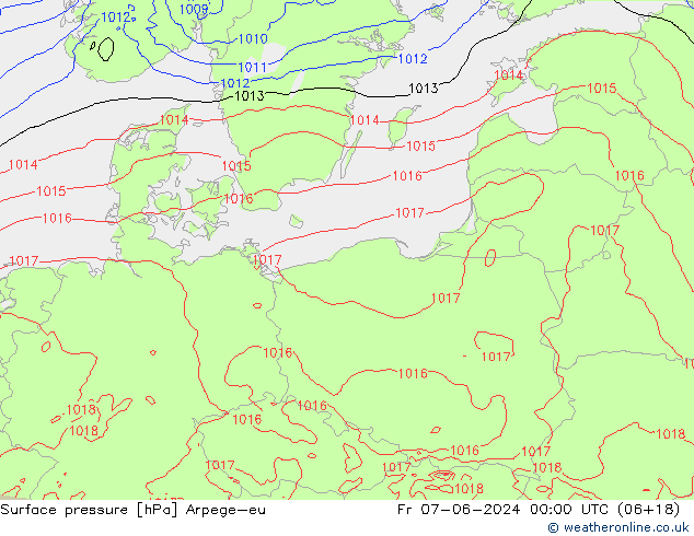 Luchtdruk (Grond) Arpege-eu vr 07.06.2024 00 UTC