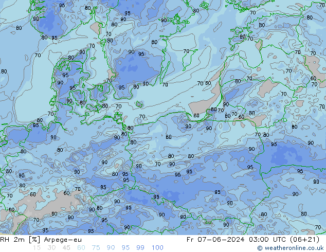 RH 2m Arpege-eu пт 07.06.2024 03 UTC