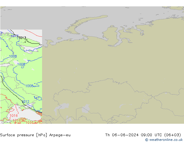 Pressione al suolo Arpege-eu gio 06.06.2024 09 UTC