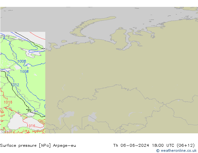 Surface pressure Arpege-eu Th 06.06.2024 18 UTC