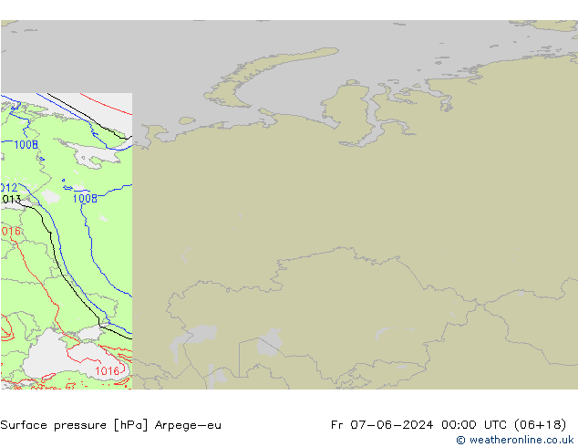 Atmosférický tlak Arpege-eu Pá 07.06.2024 00 UTC