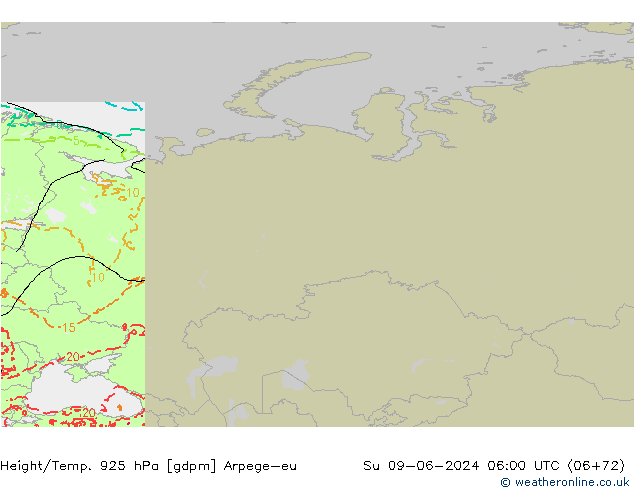 Height/Temp. 925 hPa Arpege-eu Su 09.06.2024 06 UTC