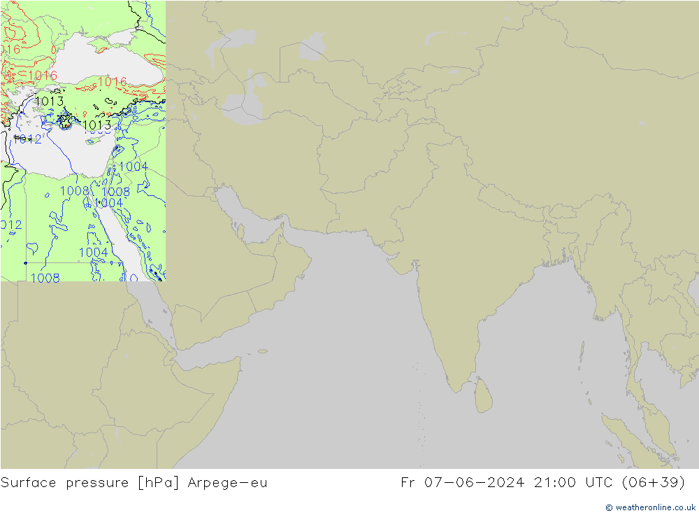 приземное давление Arpege-eu пт 07.06.2024 21 UTC