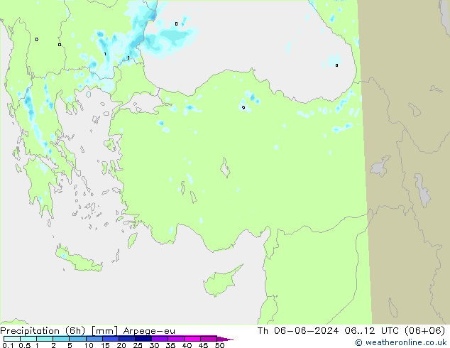 Yağış (6h) Arpege-eu Per 06.06.2024 12 UTC