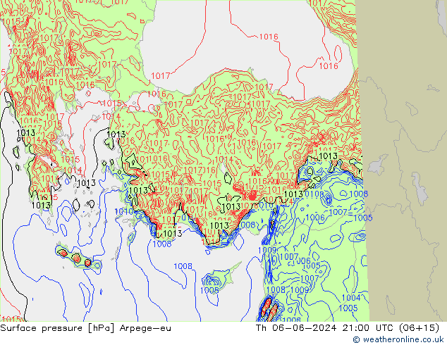 Yer basıncı Arpege-eu Per 06.06.2024 21 UTC