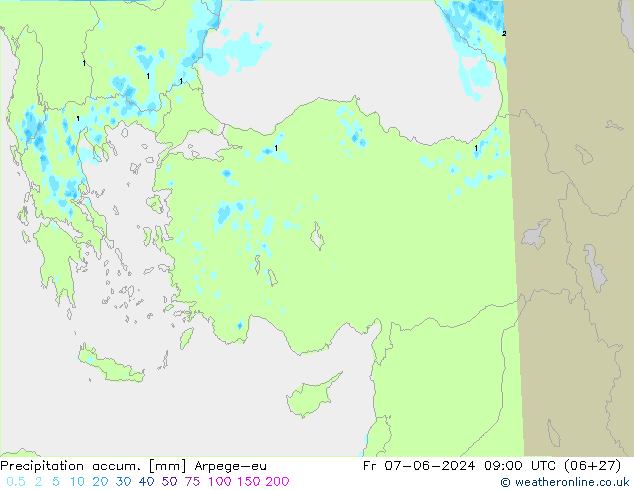 Precipitation accum. Arpege-eu Fr 07.06.2024 09 UTC