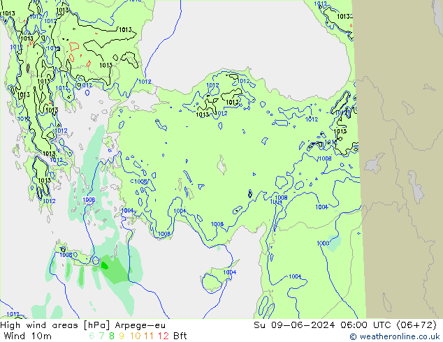 Izotacha Arpege-eu nie. 09.06.2024 06 UTC