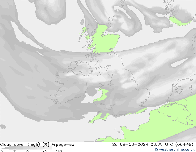 Nubes altas Arpege-eu sáb 08.06.2024 06 UTC