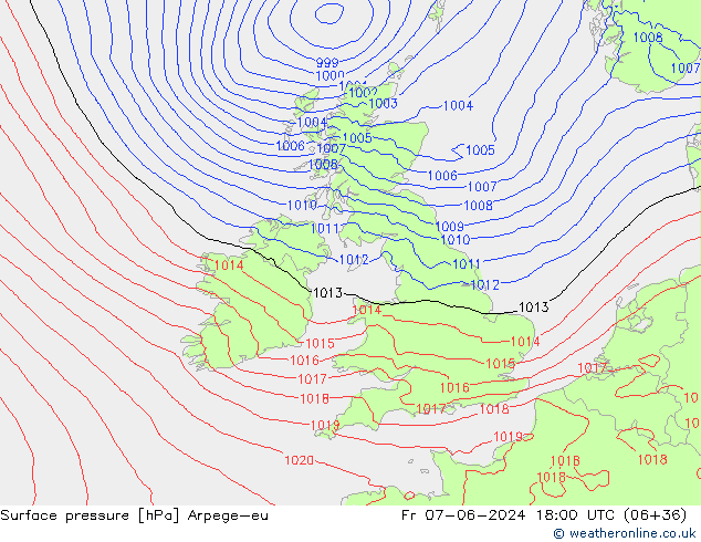 Surface pressure Arpege-eu Fr 07.06.2024 18 UTC