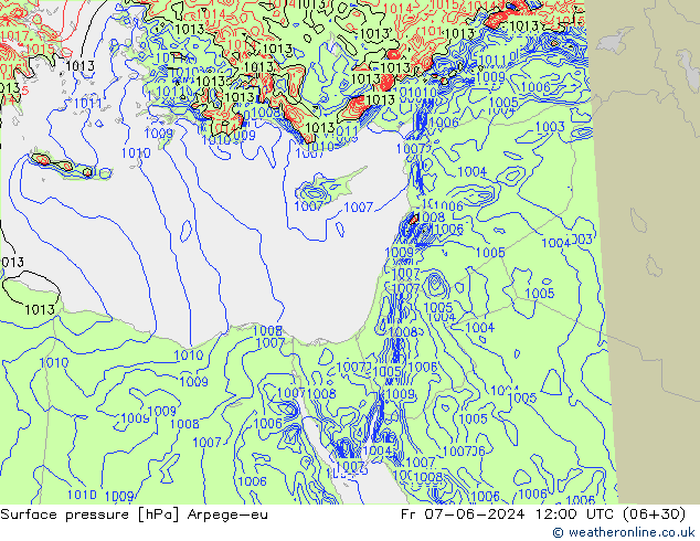 Surface pressure Arpege-eu Fr 07.06.2024 12 UTC