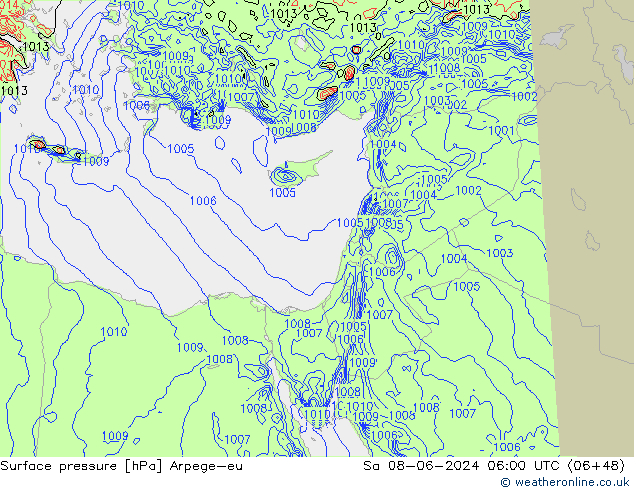 Bodendruck Arpege-eu Sa 08.06.2024 06 UTC