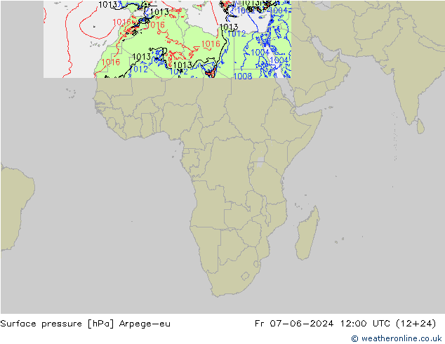 Yer basıncı Arpege-eu Cu 07.06.2024 12 UTC