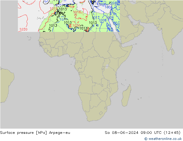 Luchtdruk (Grond) Arpege-eu za 08.06.2024 09 UTC