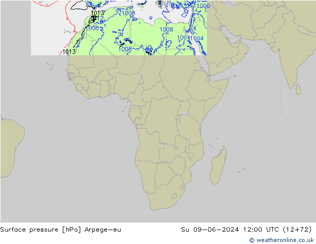 Presión superficial Arpege-eu dom 09.06.2024 12 UTC