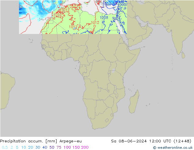 Precipitation accum. Arpege-eu сб 08.06.2024 12 UTC