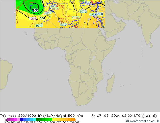 Schichtdicke 500-1000 hPa Arpege-eu Fr 07.06.2024 03 UTC