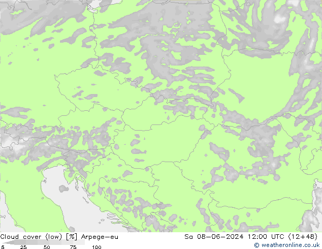 Bulutlar (düşük) Arpege-eu Cts 08.06.2024 12 UTC