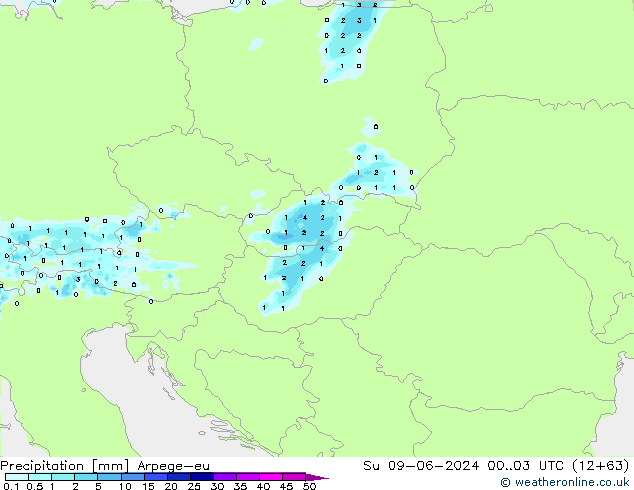 Niederschlag Arpege-eu So 09.06.2024 03 UTC