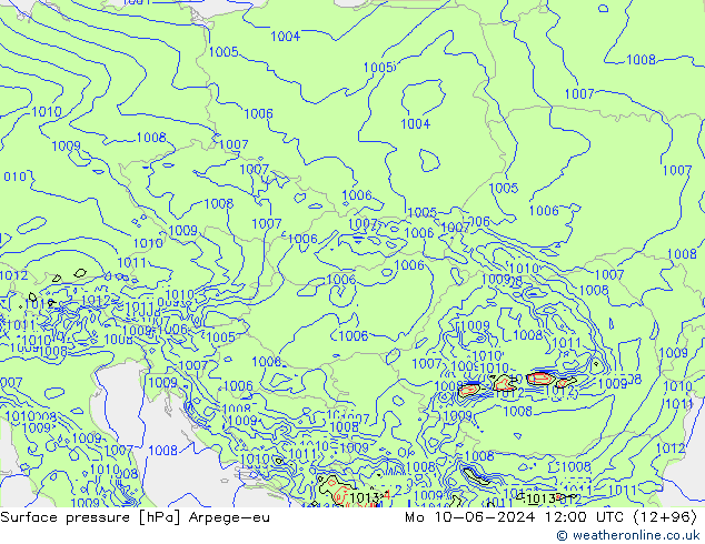 Atmosférický tlak Arpege-eu Po 10.06.2024 12 UTC