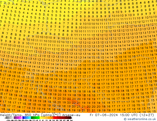 Height/Temp. 850 hPa Arpege-eu Fr 07.06.2024 15 UTC