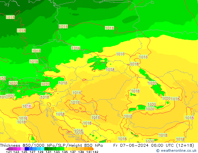 Thck 850-1000 hPa Arpege-eu Sex 07.06.2024 06 UTC