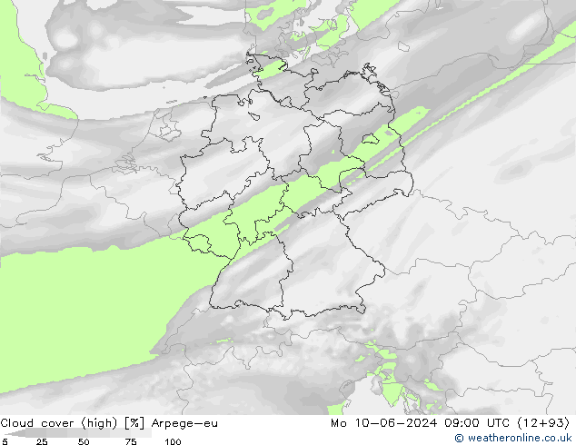 облака (средний) Arpege-eu пн 10.06.2024 09 UTC