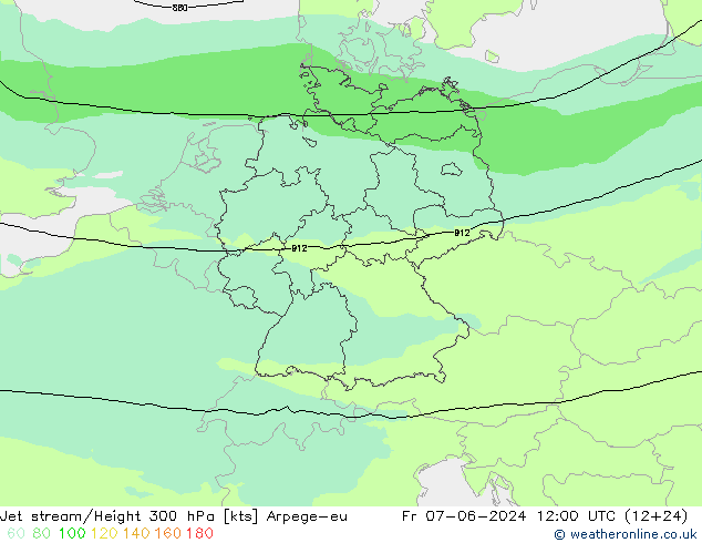 Corriente en chorro Arpege-eu vie 07.06.2024 12 UTC