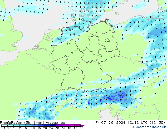 Yağış (6h) Arpege-eu Cu 07.06.2024 18 UTC