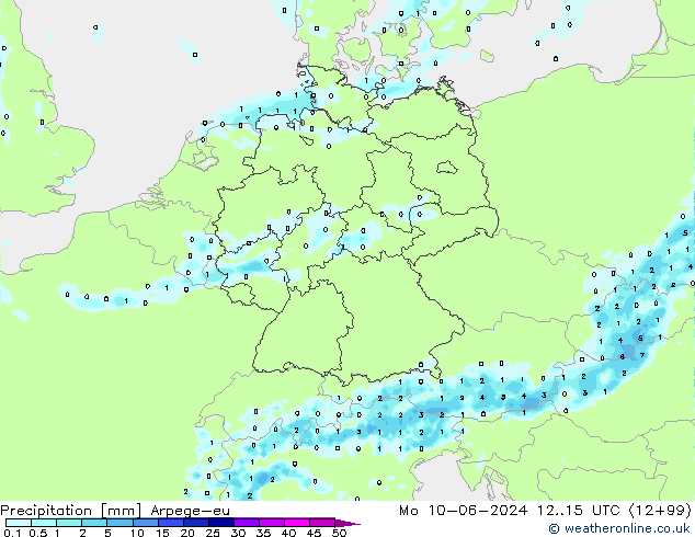 Niederschlag Arpege-eu Mo 10.06.2024 15 UTC