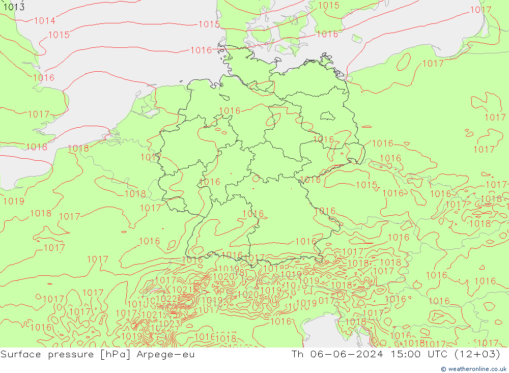 Bodendruck Arpege-eu Do 06.06.2024 15 UTC