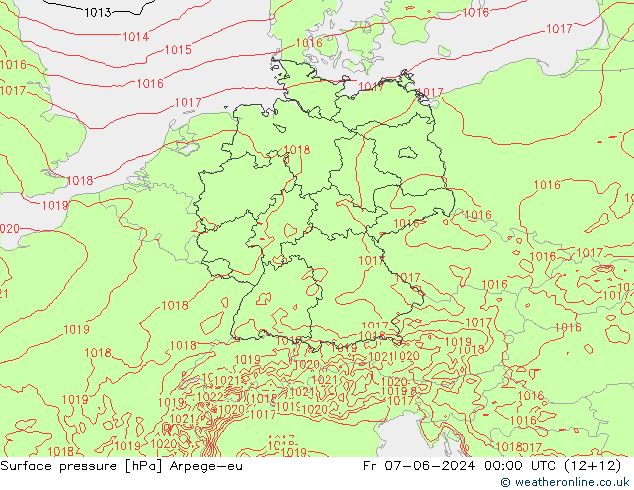 Luchtdruk (Grond) Arpege-eu vr 07.06.2024 00 UTC