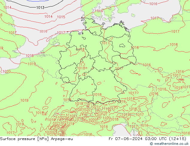 Surface pressure Arpege-eu Fr 07.06.2024 03 UTC