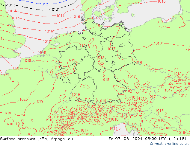 pression de l'air Arpege-eu ven 07.06.2024 06 UTC