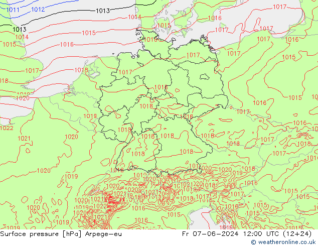 Surface pressure Arpege-eu Fr 07.06.2024 12 UTC