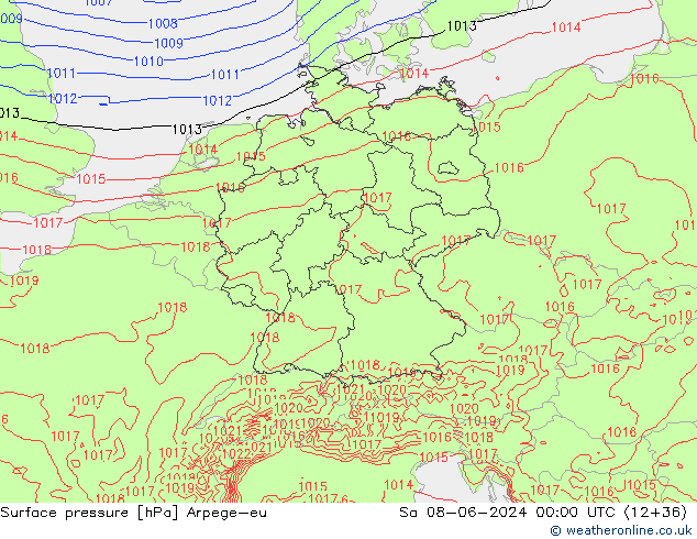 Surface pressure Arpege-eu Sa 08.06.2024 00 UTC