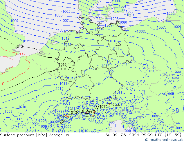 pressão do solo Arpege-eu Dom 09.06.2024 09 UTC