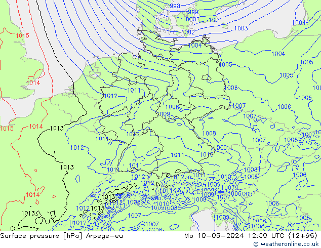 pression de l'air Arpege-eu lun 10.06.2024 12 UTC