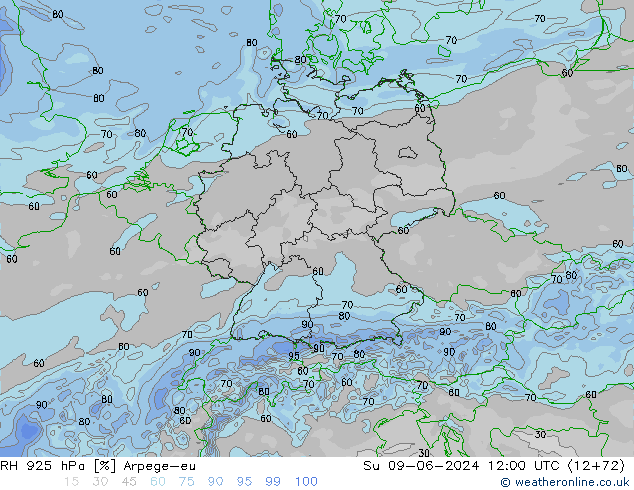 925 hPa Nispi Nem Arpege-eu Paz 09.06.2024 12 UTC