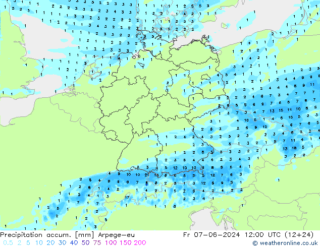 Precipitation accum. Arpege-eu пт 07.06.2024 12 UTC