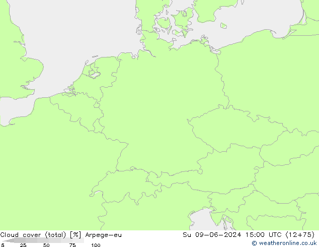 Bulutlar (toplam) Arpege-eu Paz 09.06.2024 15 UTC