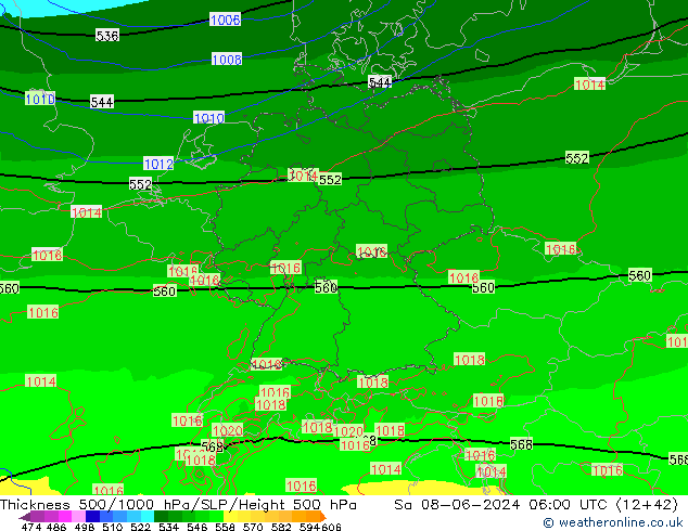 Thck 500-1000hPa Arpege-eu sab 08.06.2024 06 UTC