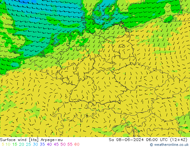 Bodenwind Arpege-eu Sa 08.06.2024 06 UTC