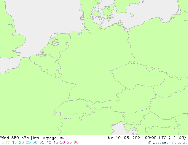 Viento 850 hPa Arpege-eu lun 10.06.2024 09 UTC