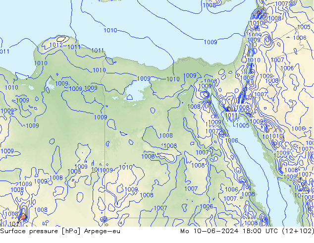 Luchtdruk (Grond) Arpege-eu ma 10.06.2024 18 UTC