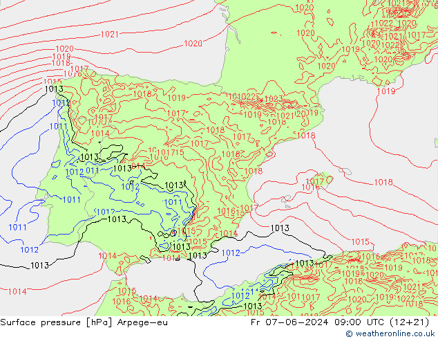 Surface pressure Arpege-eu Fr 07.06.2024 09 UTC
