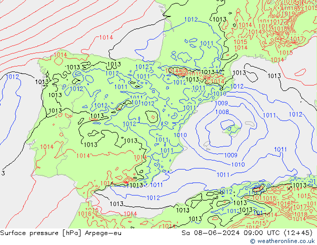 Luchtdruk (Grond) Arpege-eu za 08.06.2024 09 UTC